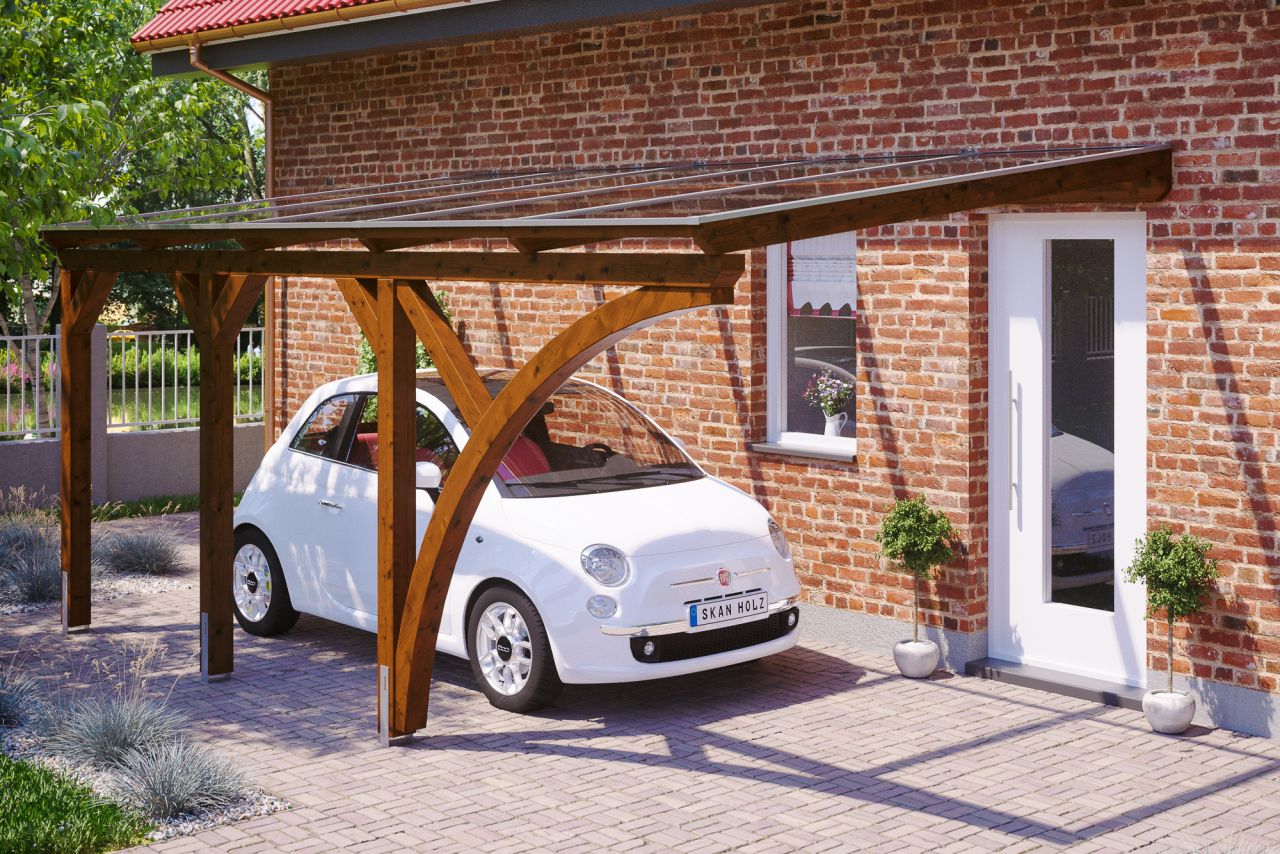 SKAN HOLZ Carport Eifel 300 x 541 cm, lasiert in Nussbaum von SkanHolz