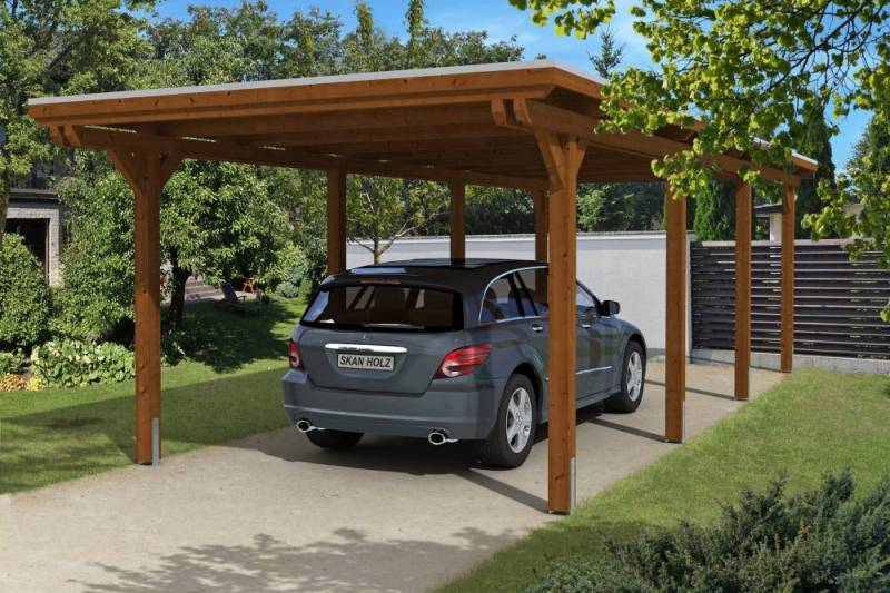 SKAN HOLZ Carport Emsland 354 x 846 cm mit EPDM-Dach, lasiert in Nussbaum SKAN HOLZ Carport Emsland 354 x 846 cm mit EPDM-Dach, lasiert in Nussbaum von SkanHolz