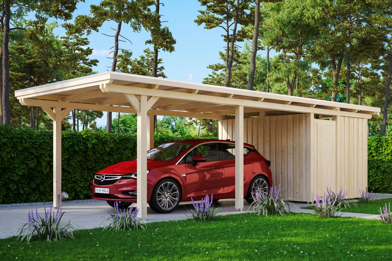 SKAN HOLZ Carport Emsland 354 x 846 cm mit EPDM-Dach mit Abstellraum von SkanHolz