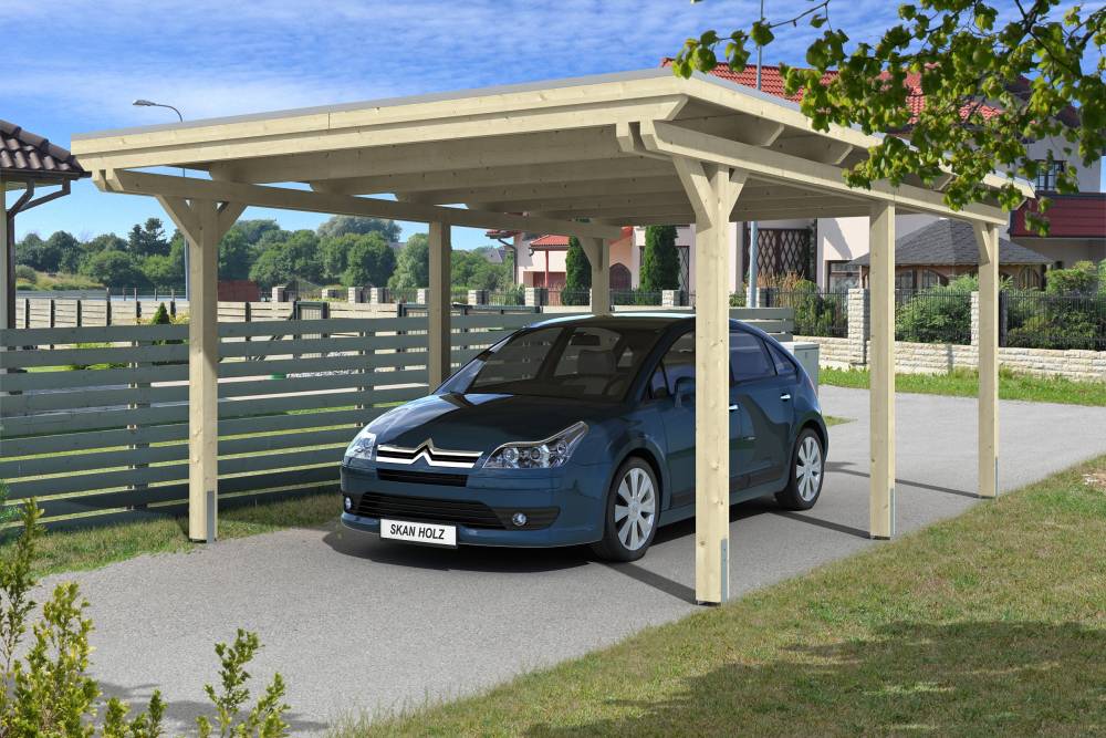 SKAN HOLZ Carport Emsland 404 x 604 cm mit Aluminiumdach, natur von SkanHolz