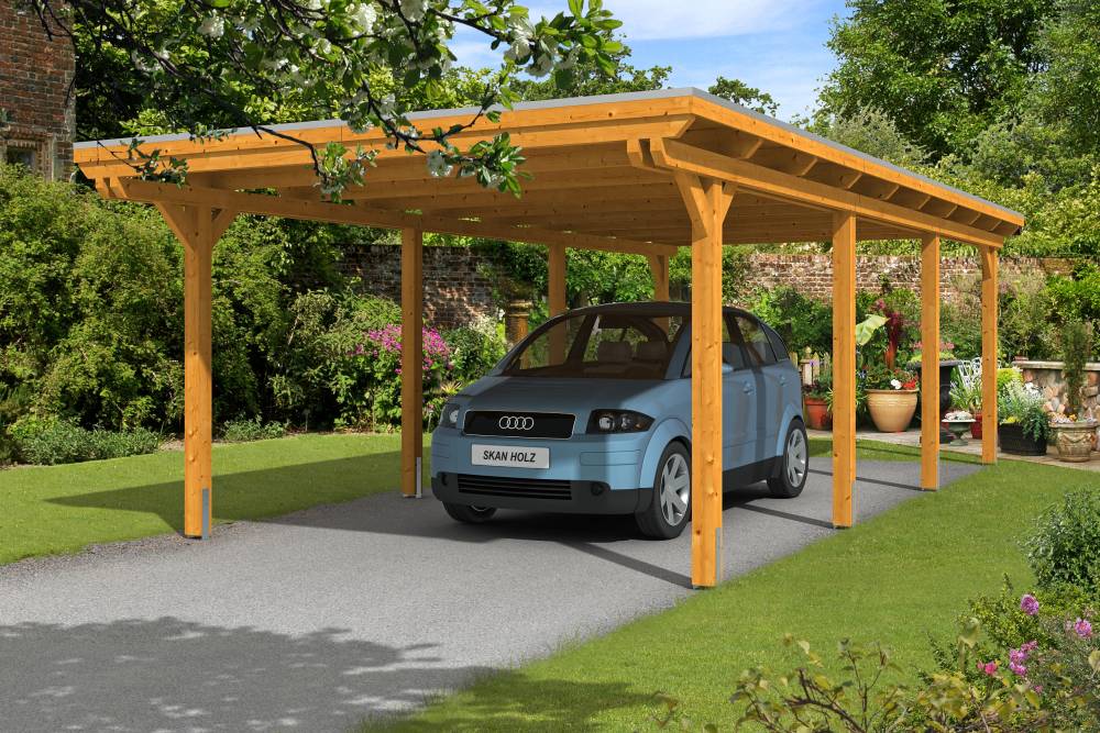 SKAN HOLZ Carport Emsland 404 x 846 cm mit Aluminiumdach von SkanHolz