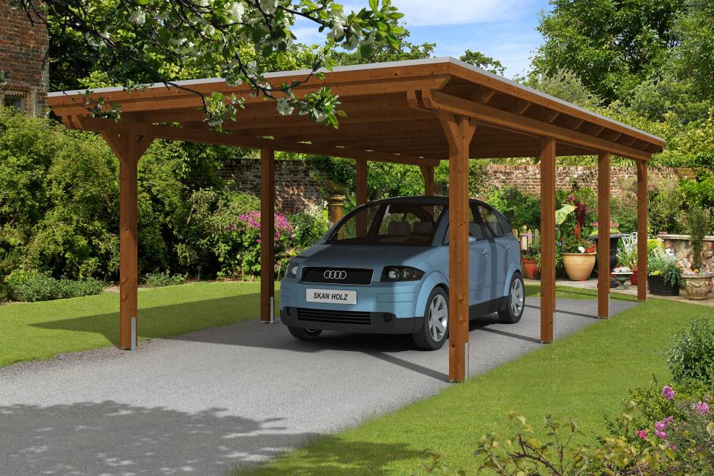 SKAN HOLZ Carport Emsland 404 x 846 cm mit Aluminiumdach von SkanHolz