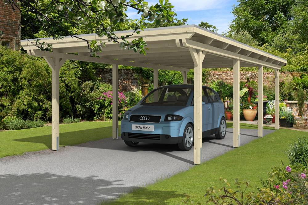 SKAN HOLZ Carport Emsland 404 x 846 cm mit EPDM-Dach, natur von SkanHolz