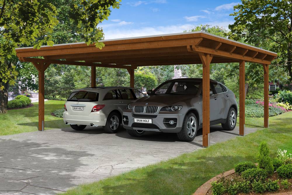 SKAN HOLZ Carport Emsland 613 x 604 cm mit Aluminiumdach von SkanHolz