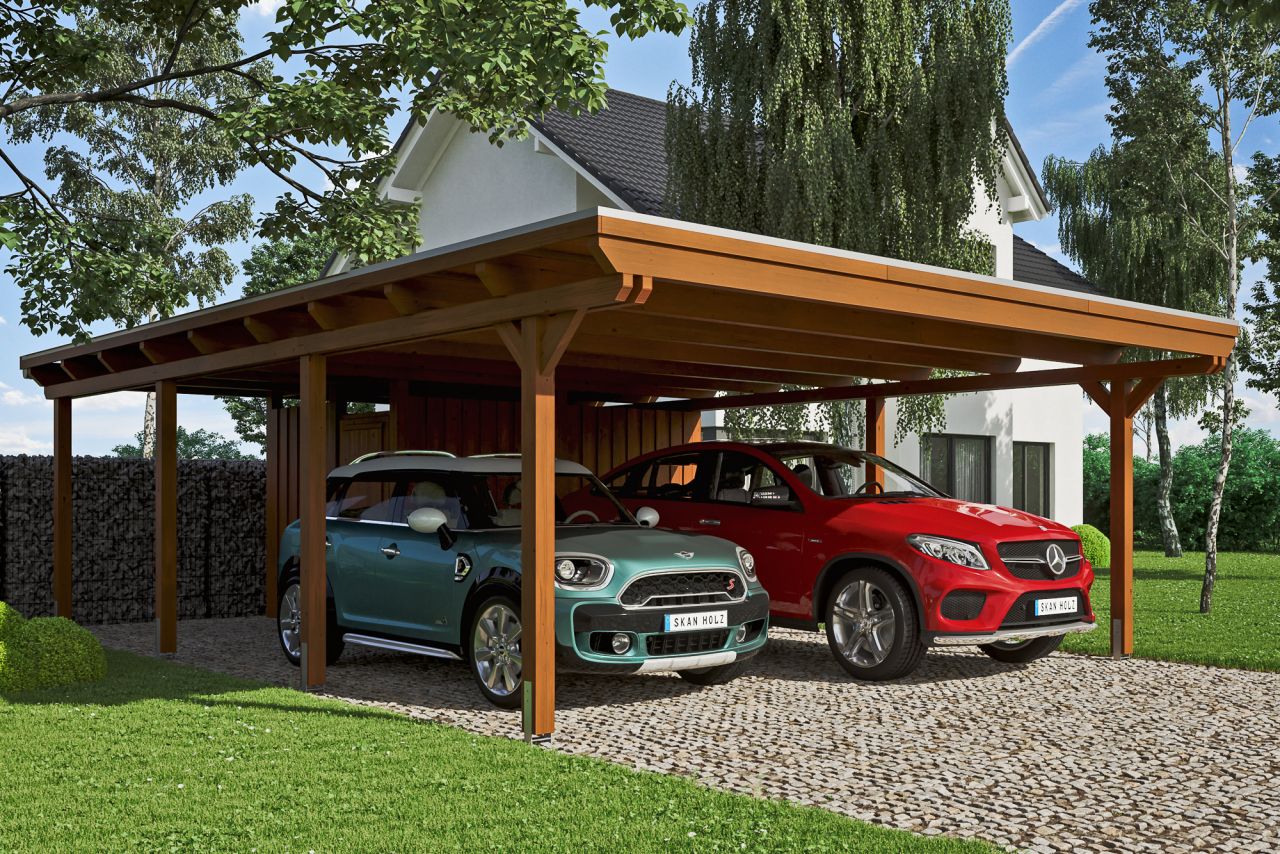 SKAN HOLZ Carport Emsland 613 x 846 cm mit Aluminiumdach, mit Abstellraum von SkanHolz