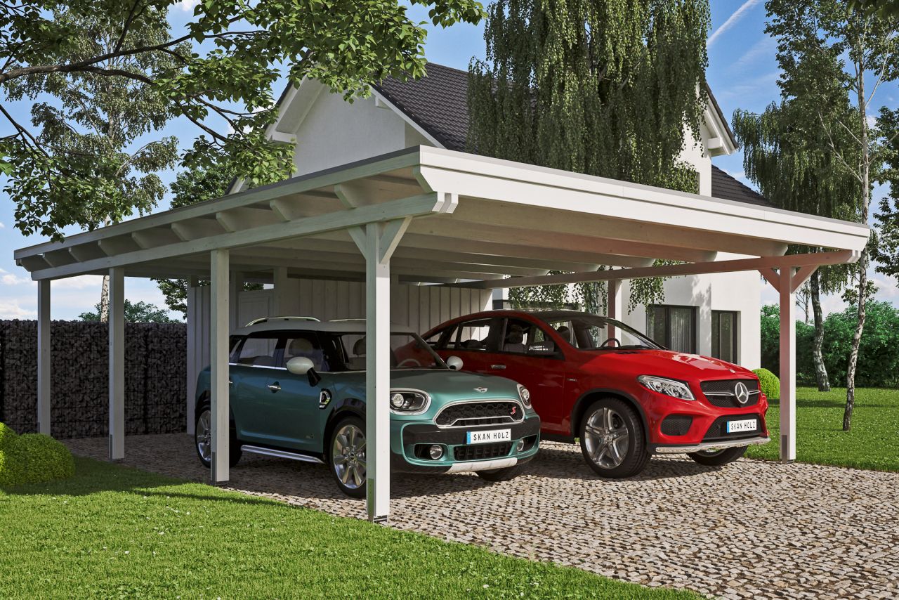 SKAN HOLZ Carport Emsland 613 x 846 cm mit Aluminiumdach, mit Abstellraum von SkanHolz