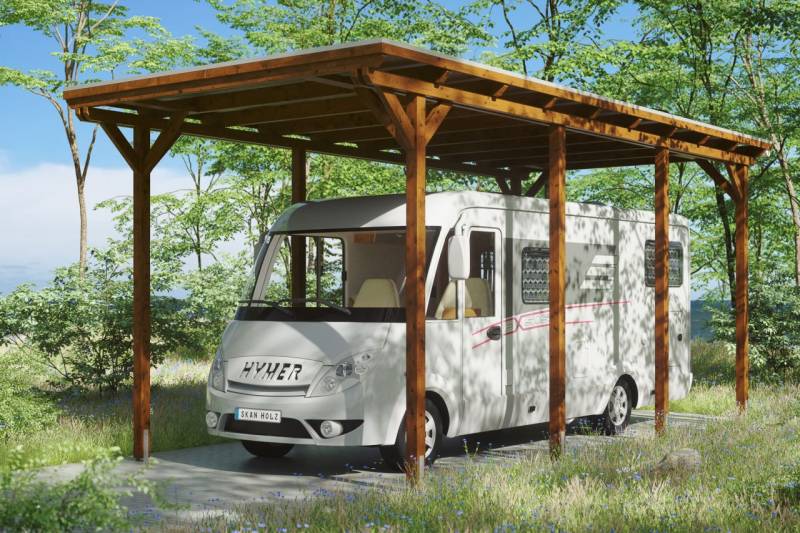 SKAN HOLZ Carport Emsland Caravan 404 x 846 cm, lasiert in Nussbaum SKAN HOLZ Carport Emsland Caravan 404 x 846 cm, lasiert in Nussbaum von SkanHolz