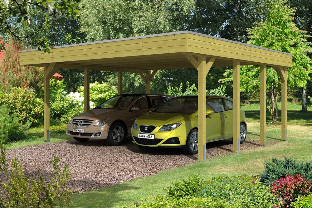 SKAN HOLZ Carport Friesland 557 x 555 cm mit Aluminiumdach von SkanHolz