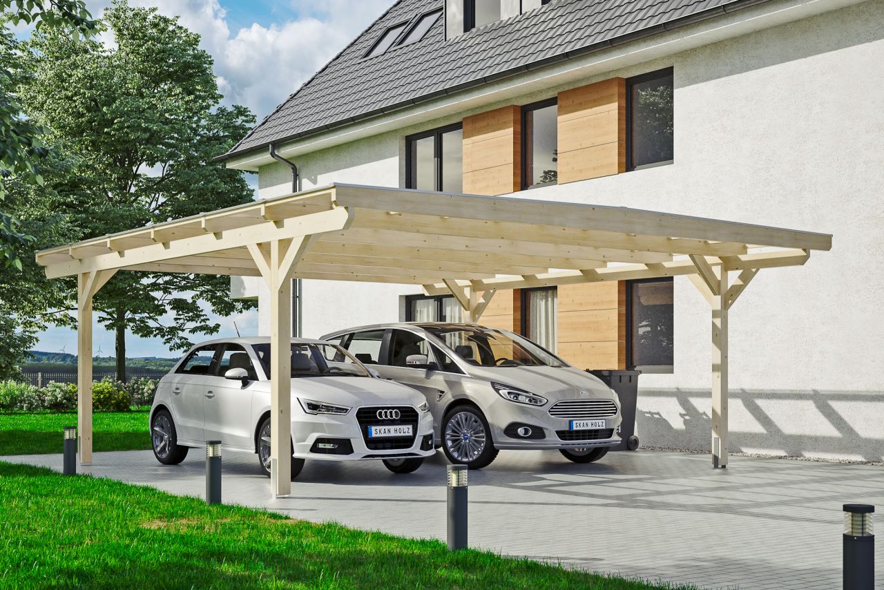 SKAN HOLZ Carport Odenwald 640 x 648 cm, natur von SkanHolz