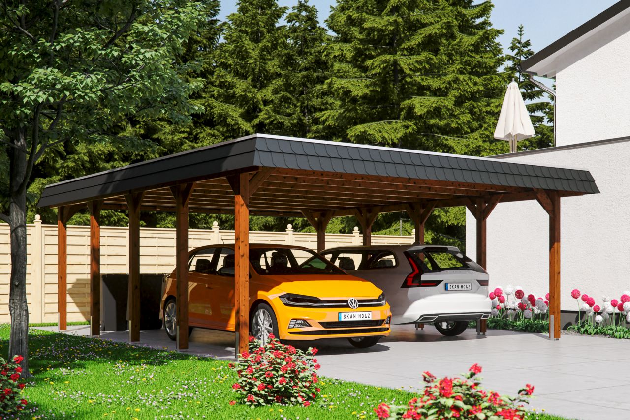 SKAN HOLZ Carport Spreewald 585 x 741 cm mit Aluminiumdach von SkanHolz