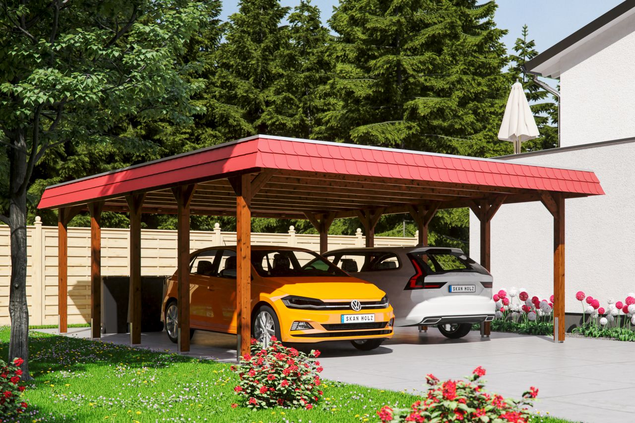 SKAN HOLZ Carport Spreewald 585 x 741 cm mit Aluminiumdach von SkanHolz