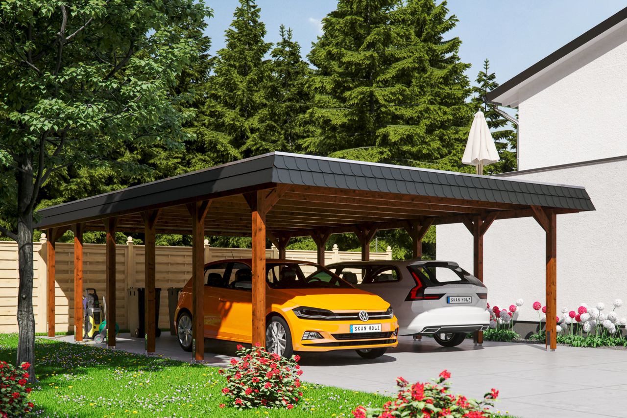 SKAN HOLZ Carport Spreewald 585 x 893 cm mit Aluminiumdach von SkanHolz