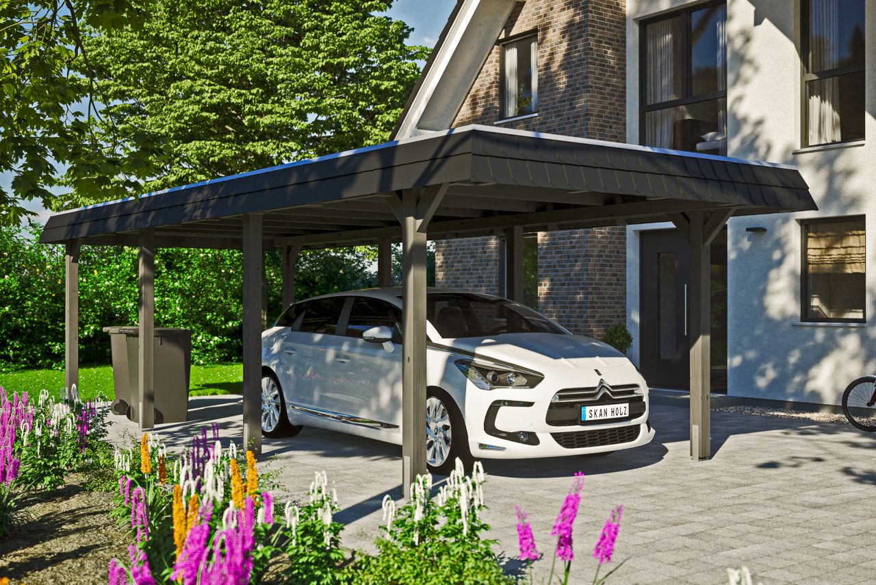 SKAN HOLZ Carport Wendland 362 x 870 cm mit Aluminiumdach von SkanHolz