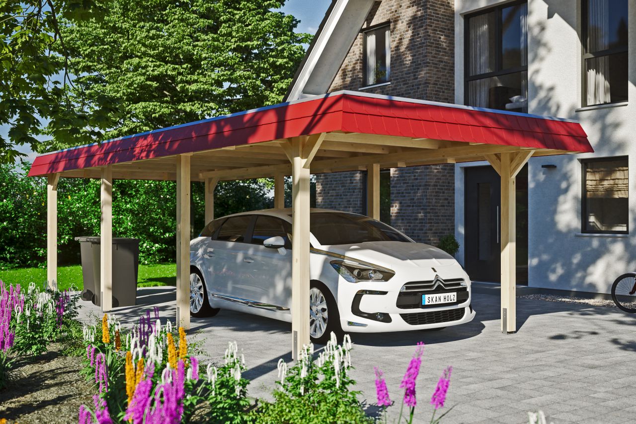 SKAN HOLZ Carport Wendland 362 x 870 cm mit EPDM-Dach, rote Blende SKAN HOLZ Carport Wendland 362 x 870 cm mit EPDM-Dach, rote Blende von SkanHolz