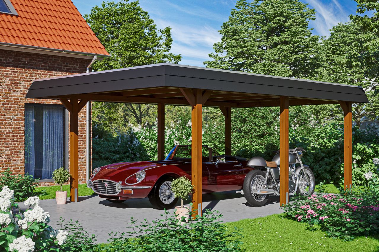 SKAN HOLZ Carport Wendland 409 x 628 cm mit Aluminiumdach von SkanHolz