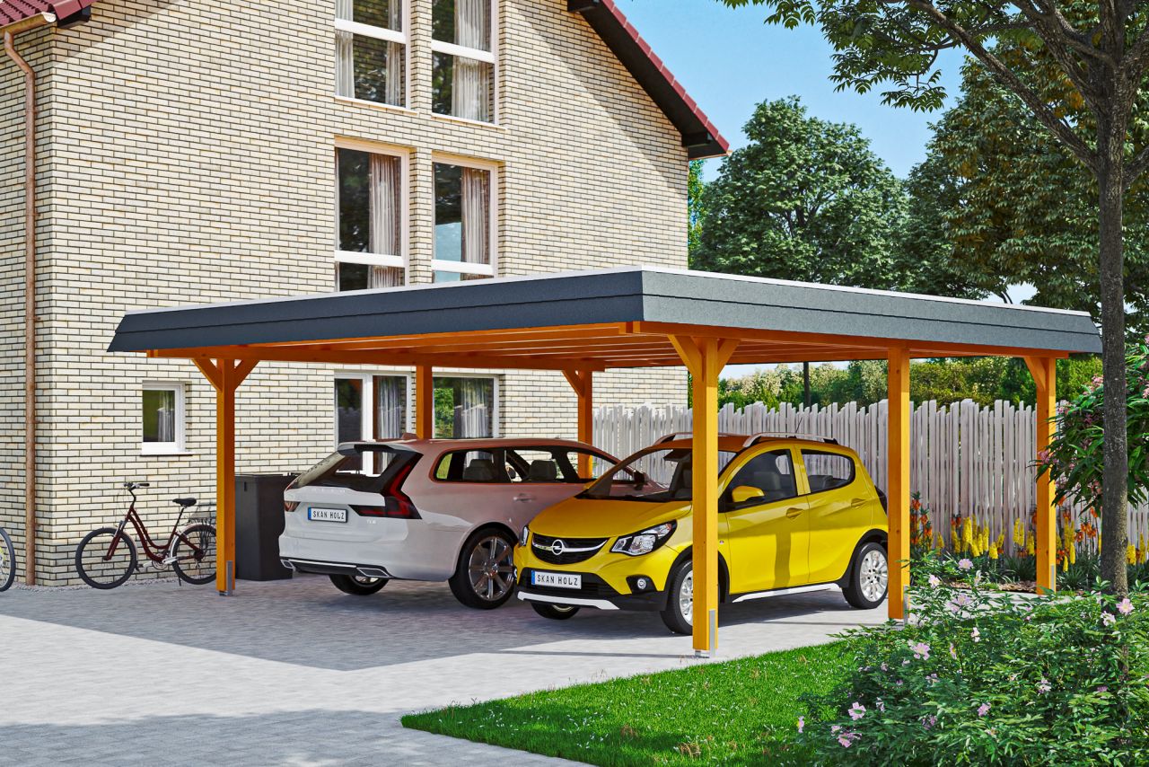 SKAN HOLZ Carport Wendland 630 x 637 cm mit Aluminiumdach von SkanHolz