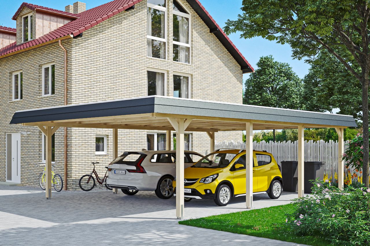 SKAN HOLZ Carport Wendland 630 x 879 cm mit EPDM-Dach, schwarze Blende von SkanHolz