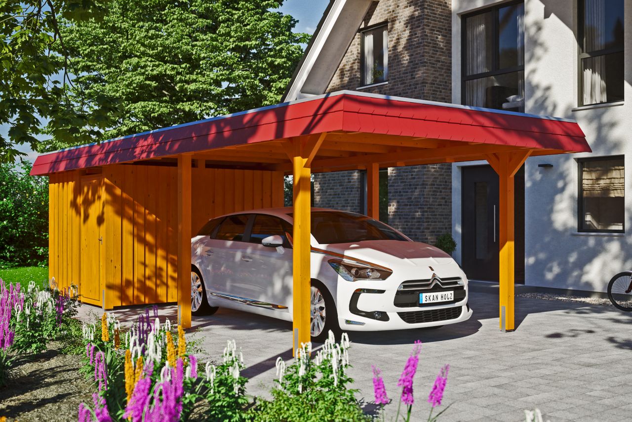 SKAN HOLZ Carport Wendland mit Abstellraum 362 x 870 cm mit Aluminiumdach von SkanHolz