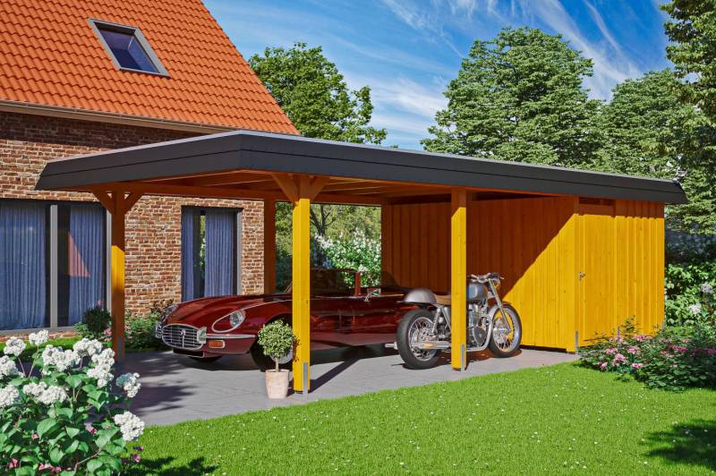 SKAN HOLZ Carport Wendland mit Abstellraum 409 x 870 cm mit Aluminiumdach von SkanHolz