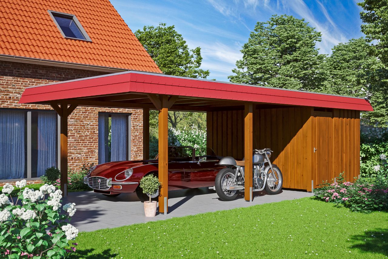 SKAN HOLZ Carport Wendland mit Abstellraum 409 x 870 cm mit EPDM-Dach von SkanHolz