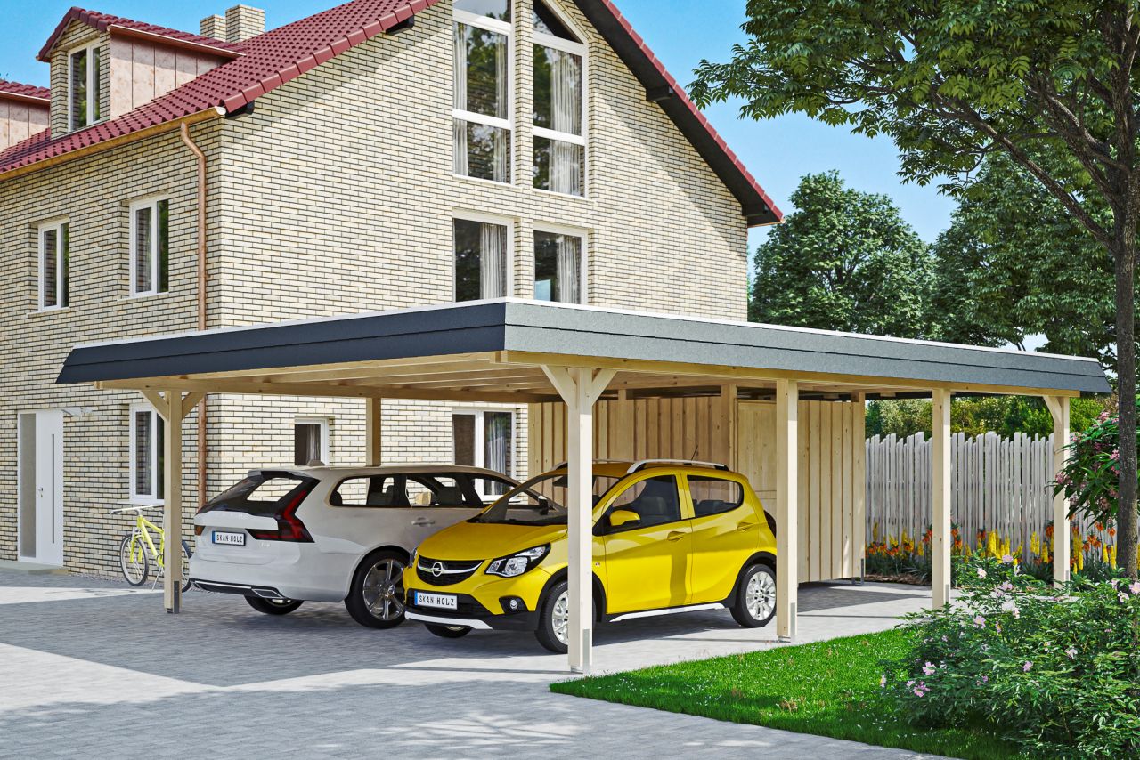 SKAN HOLZ Carport Wendland mit Abstellraum 630 x 879 cm mit Aluminiumdach von SkanHolz