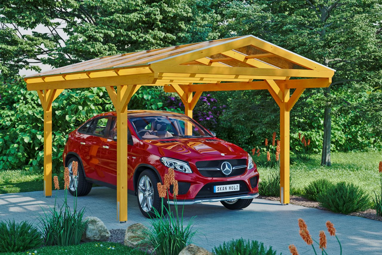 SKAN HOLZ Carport Westerwald 362 x 541 cm, lasiert in Eiche hell von SkanHolz