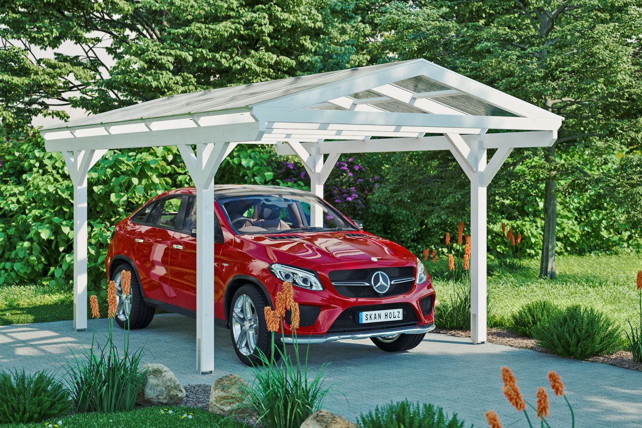 SKAN HOLZ Carport Westerwald 362 x 541 cm, lasiert in Weiß von SkanHolz