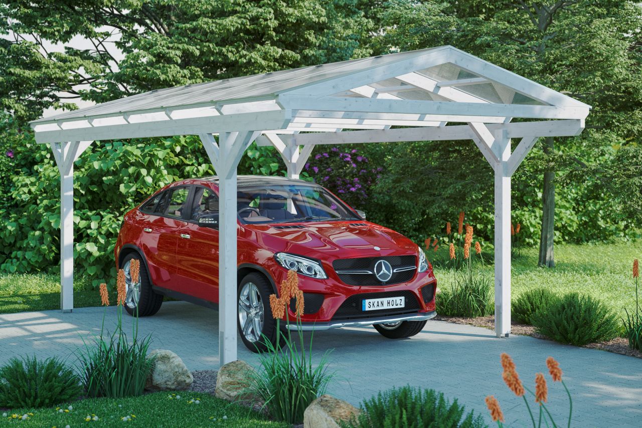 SKAN HOLZ Carport Westerwald 362 x 648 cm, lasiert in Weiß von SkanHolz