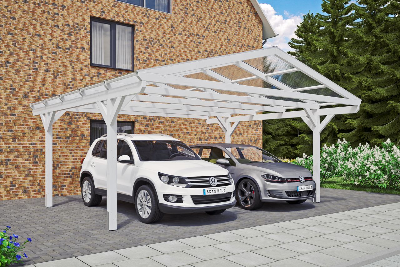 SKAN HOLZ Carport Westerwald 570 x 541 cm, lasiert in Weiß von SkanHolz