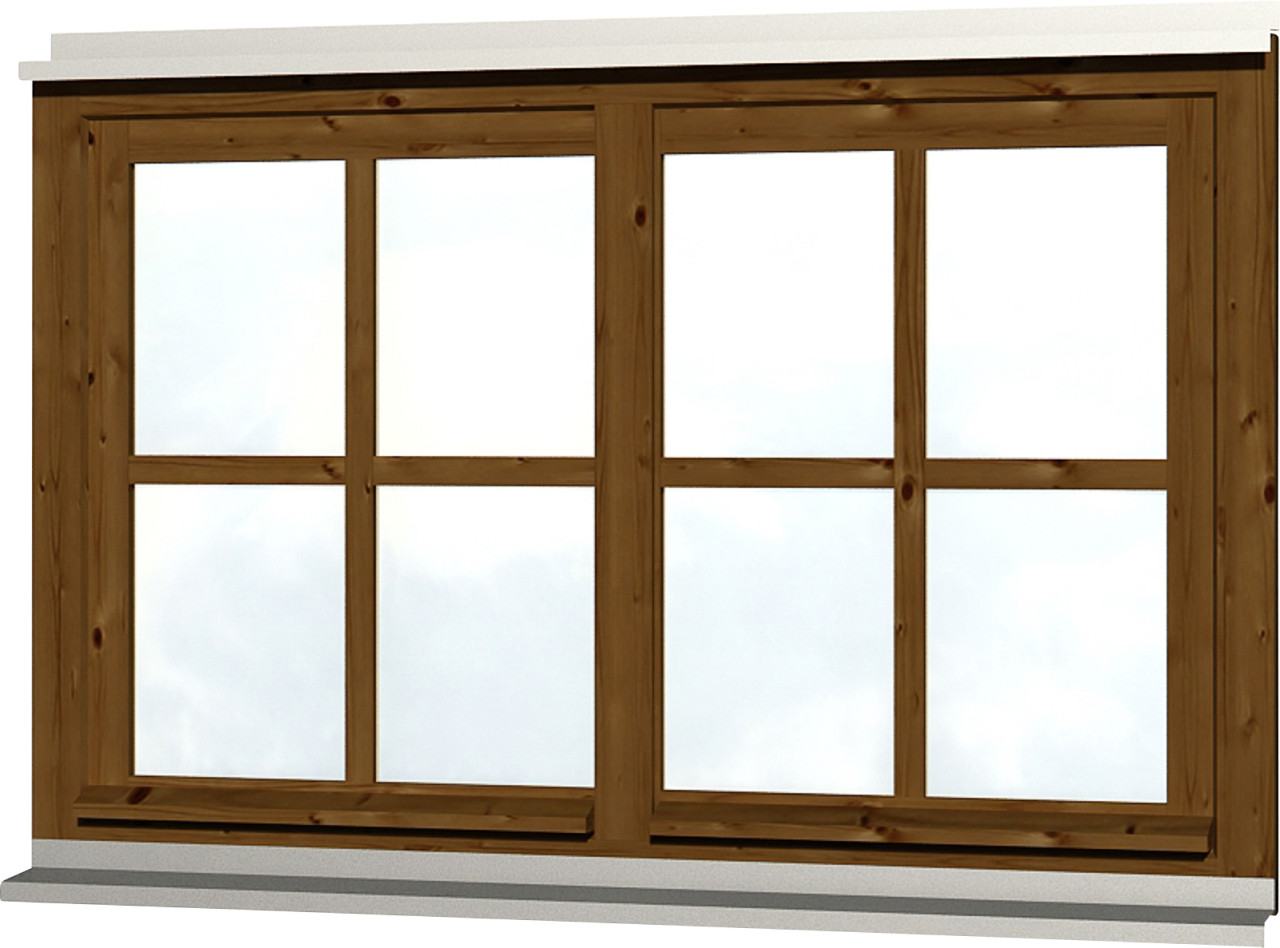 SKAN HOLZ Doppelfenster Rahmenaußenm. 132,4 x 82,1 cm lasiert in Nussbaum von SkanHolz