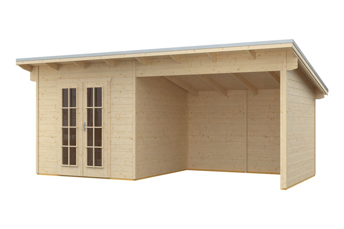 SKAN HOLZ Gartenhaus Texel 550 x 250 cm natur mit Fußboden von SkanHolz