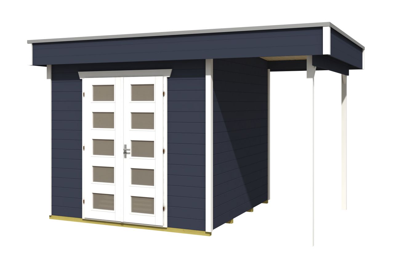 SKAN HOLZ Gartenhaus Venlo 2 380 x 250 cm schiefergrau mit Fußboden von SkanHolz