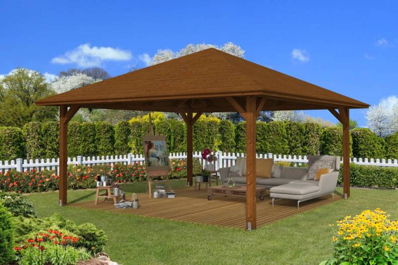 SKAN HOLZ Pavillon Cannes 4 Leimholz, lasiert in Nussbaum von SkanHolz