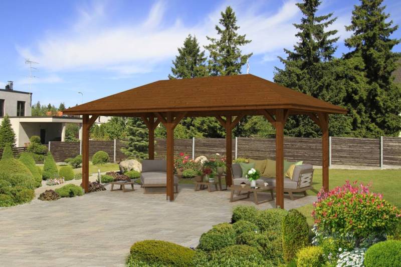 SKAN HOLZ Pavillon Orleans 1 Leimholz, lasiert in Nussbaum von SkanHolz