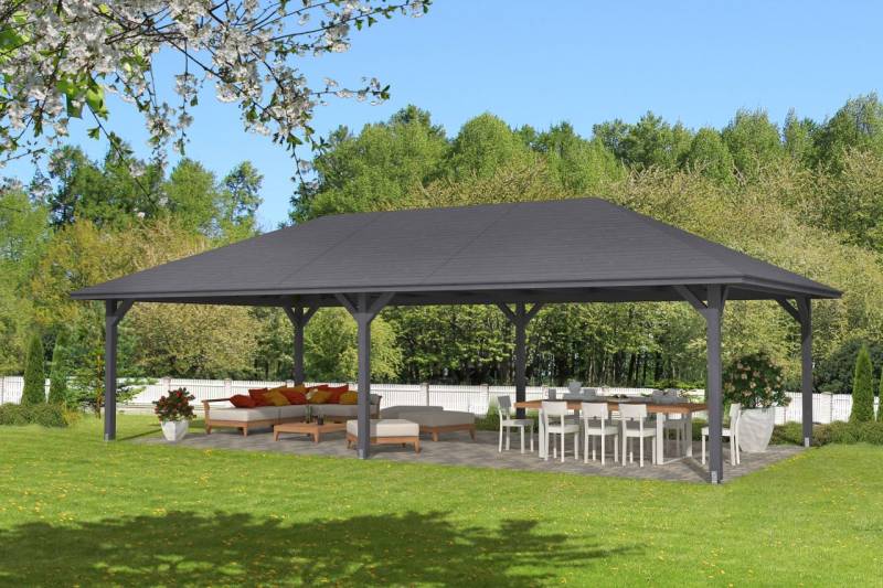 SKAN HOLZ Pavillon Orleans 4 Leimholz, lasiert in Schiefergrau von SkanHolz