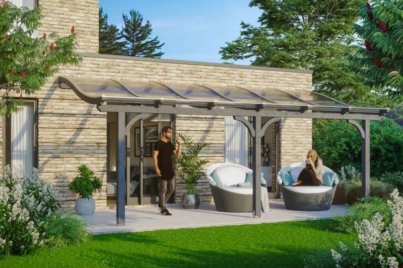 SKAN HOLZ Terrassenüberdachung Venezia 648 x 339 cm lasiert in Schiefergrau von SkanHolz