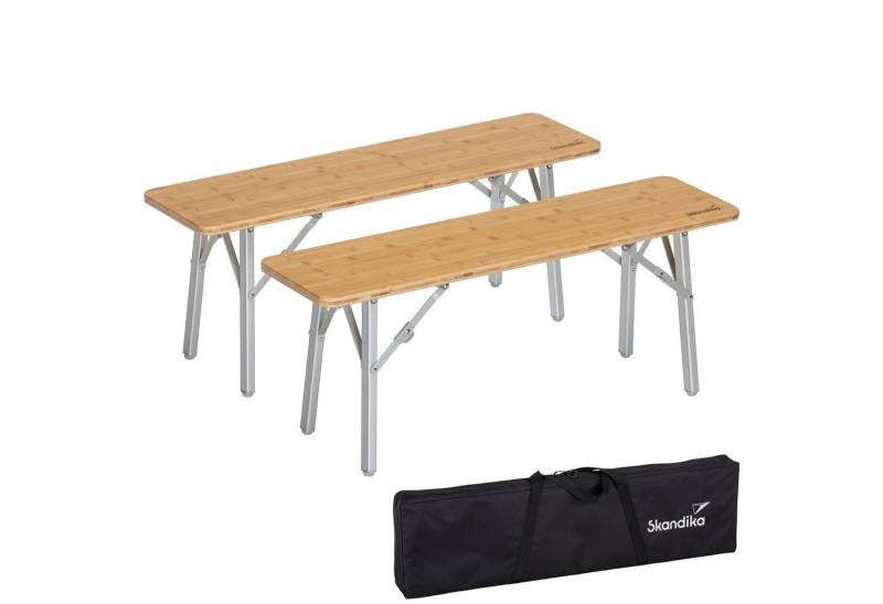 Skandika Sitzbank Tolja Bambus Campingbank, Gartenbank, Bierzeltbank, klappbar, faltbar, 100 x 27 x 39 cm, bis 200 kg belastbar, wetterfest, Tragetasche von Skandika