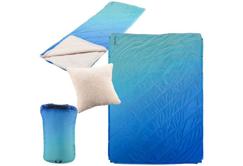 Skandika Deckenschlafsack Campingdecke Liva, 4-in-1, Outdoor Decke, 200x135cm, Überwurf, Kissen, mit Teddyfell oder Nylon Unterseite, Polyester, wasserdicht von Skandika