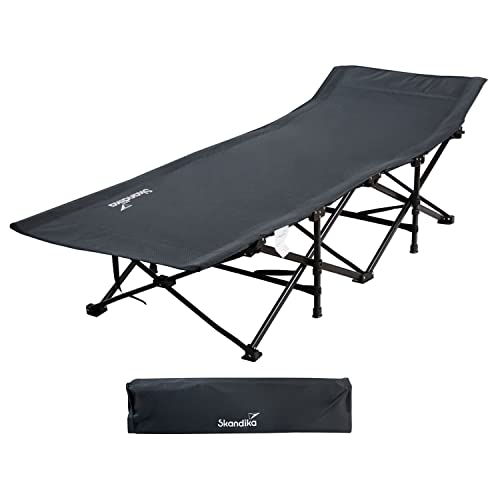 Skandika Erola Campingliege | Bequemes Klappbett, stabile Konstruktion, bis 150 kg, große Liegefläche, 190 x 68 cm, faltbar, Seitentasche | Campingbett für Camping, Zelten von Skandika