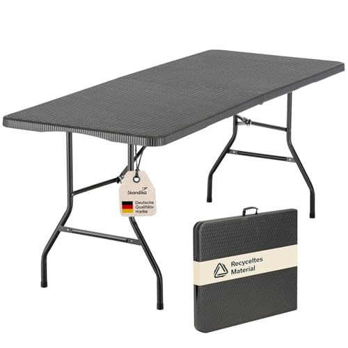 Skandika Klapptisch MASI | Gartentisch bis 200 kg belastbar, recyceltes HDPE-Material, Tisch klappbar, Stahlgestell, wetterfest, 180 cm, pflegeleicht | Balkontisch, Campingtisch von Skandika
