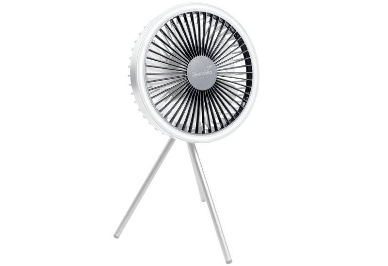 Skandika LED Gartenleuchte Campinglampe Solvind, mit Tischventilator & Powerbank, Ringlicht weiß, mit USB Typ C von Skandika