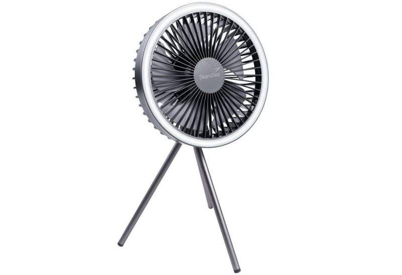 Skandika LED Gartenleuchte Campinglampe Solvind, mit Tischventilator & Powerbank, Ringlicht weiß, mit USB Typ C von Skandika