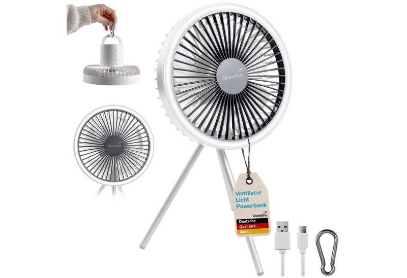 Skandika LED Gartenleuchte Campinglampe Solvind mit Ventilator, Dreistufig dimmbar, Powerbank, Ringlicht weiß, mit USB Typ C Ladekabel, Licht und Luft Skandika LED Gartenleuchte Campinglampe Solvind mit Ventilator, Dreistufig dimmbar, Powerbank, Ringlicht weiß, mit USB Typ C Ladekabel, Licht und Luft von Skandika