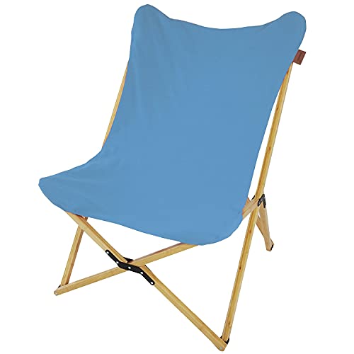 Skandika Liegestuhl Tofte aus Bambus und Baumwolle | XXL Schmetterling Sessel klappbar, 78 x 74 x 98 cm, max. 120 kg | Outdoor Campingstuhl, Klappstuhl für Garten, Balkon und Camping (Niagara) von Skandika