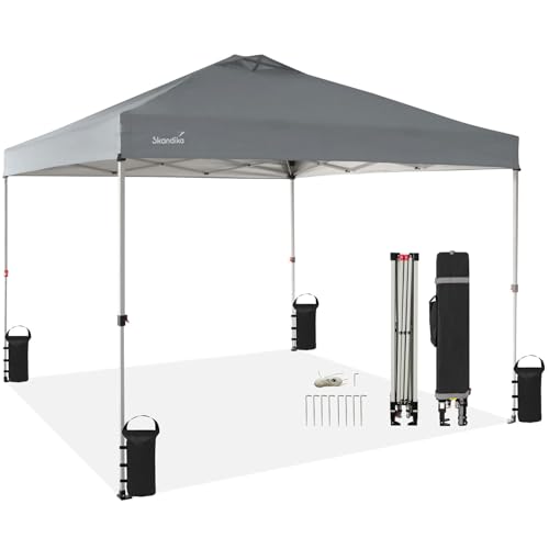 Skandika Pavillon Solvorn 3,6 x 3,6 m | patentierter Einhand-Mechanismus, Pop Up Faltpavillon mit Stahlgestell, UV-Schutz 50+, wetterfest, feuerfest CPAI-84, 3 m Höhe, Partyzelt | Garten, Camping von Skandika