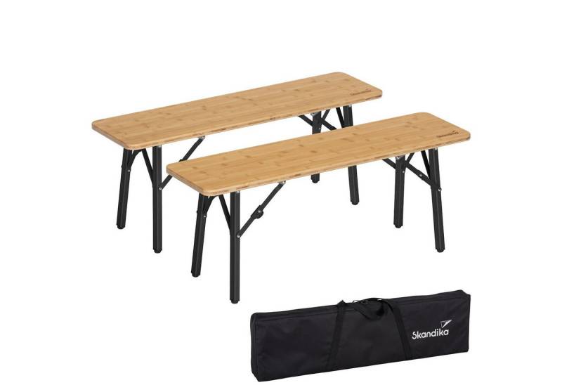 Skandika Sitzbank Tobro Bambus, Campingbank, Gartenbank, Bierzeltbank, klappbar, faltbar, 100 x 27 x 39 cm, bis 200 kg belastbar, wetterfest, Tragetasche von Skandika