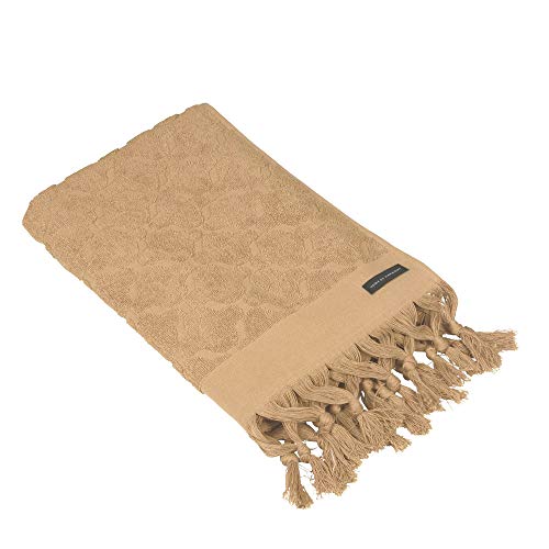Skandinavisch Französisch Design Frotte Handtuch mit Quasten 'Miah' 50 x 70 cm Safran 100% Baumwolle Vintage Boho von Skandinavisch Französisch Design