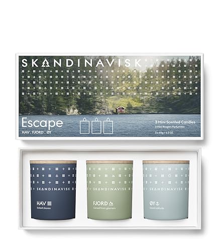 Skandinavisk ESCAPE Geschenkset mit 3 Mini-Duftkerzen. FJORD, ØY 'Insel' und HAV ' Meer'. Vegane Formel. 3 x 65 g. Skandinavisk ESCAPE Geschenkset mit 3 Mini-Duftkerzen. FJORD, ØY 'Insel' und HAV ' Meer'. Vegane Formel. 3 x 65 g. von Skandinavisk