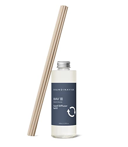 Skandinavisk HAV 'Meer' Duftstäbchen Diffuser Nachfüllung mit 8 Stäbchen. Duftnoten: Sprühwasser (Gischt), Seegras, Weißdorn und Strandrose. 200 ml. von Skandinavisk
