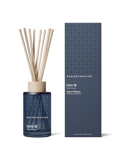 Skandinavisk HAV 'Meer' Duftstäbchen Diffusor mit 8 Stäbchen; Duftnoten: Salziges Sprühwasser (Gischt) und Seegras, Weißdorn und Strandrose, 100 ml. von Skandinavisk